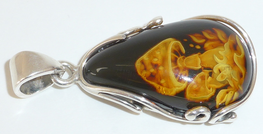 Bernstein Anhänger Silber Pilz