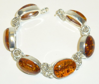 Bernstein Armband Silber cognac gro