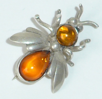 Bernstein Bienen Brosche