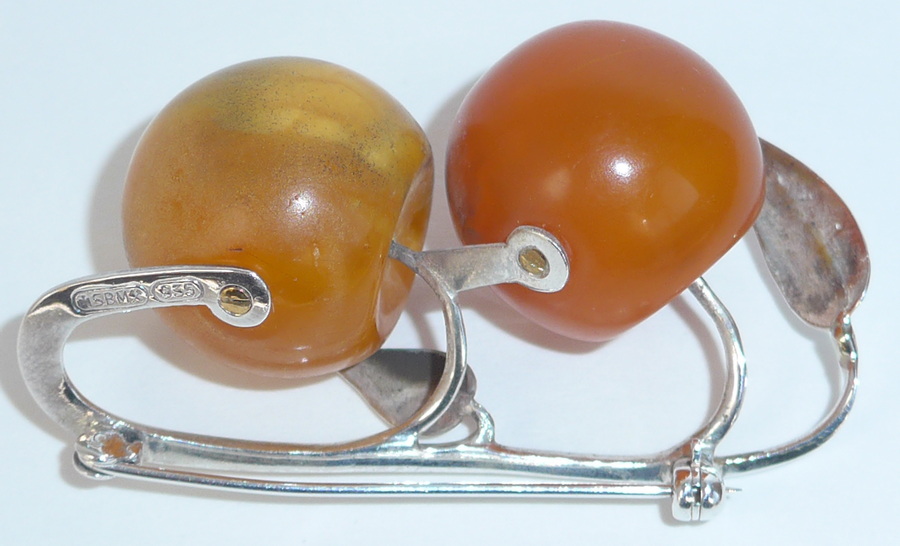 Historische Bernstein Brosche 935 Silber