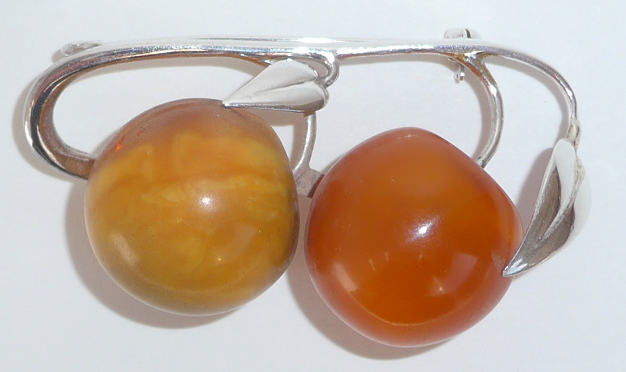 Staatliche Bernstein Manufaktur Königsberg 935er Silber Brosche