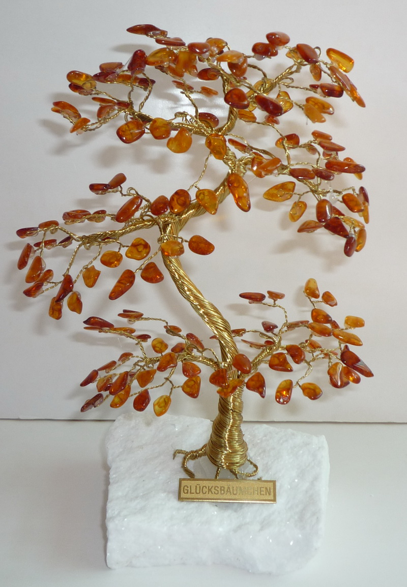 Glücksbaum Glücksbäumchen Bernsteinbaum Bernsteinbäumchen V 18 cm 