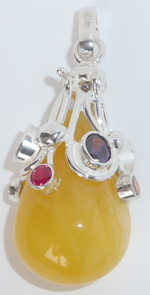 Bernsteinanhnger mit Edelseinen Edelstein
