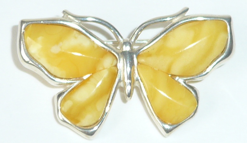 Brosche Bernstein Schmetterling gelb