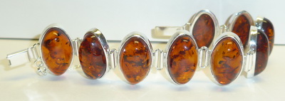 Bernstein Armband cognac Silber