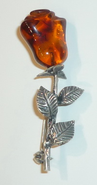 cognac farbene Bernstein Rosen Brosche