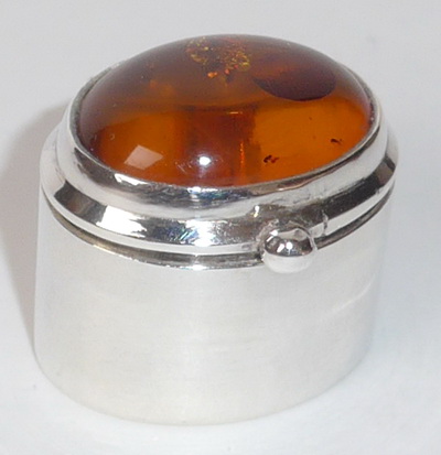 Bernstein Dose cognac 925er Silber