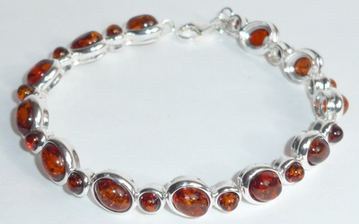 cognac farbenes Bernstein Silber Armband